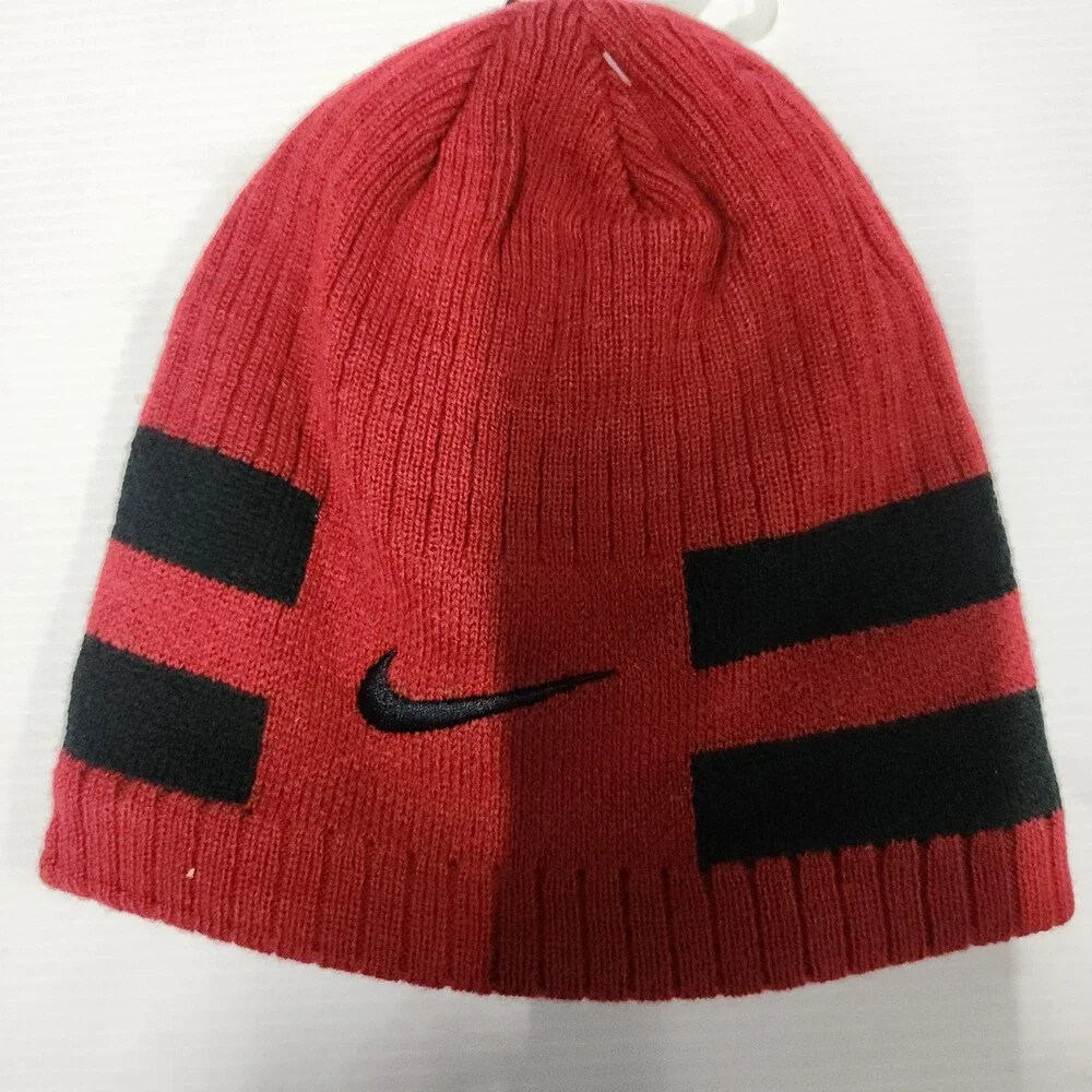 Nike Oklahoma Sooners Reversible Knit Beanie Hat Red Black Youth Size 4-7 New